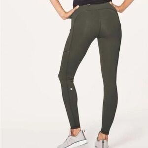 Lululemon Speed Up Leggings With Pockets Inseam 28” Olive Green Color Size 4